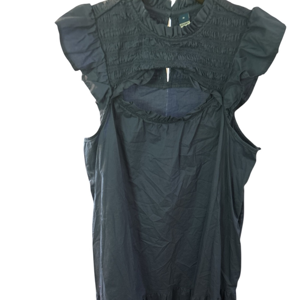 Navy Ruffled Sleeveless Dress PTP 19 L 35